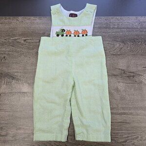 Lil Cactus Seersucker Smocked Pumpkin Romper John John Sz 6-12 Month Fall Train